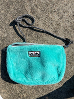 Kavu green fuzzy crossbody handbag