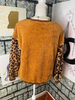 Orange fuzzy sweater women sz medium