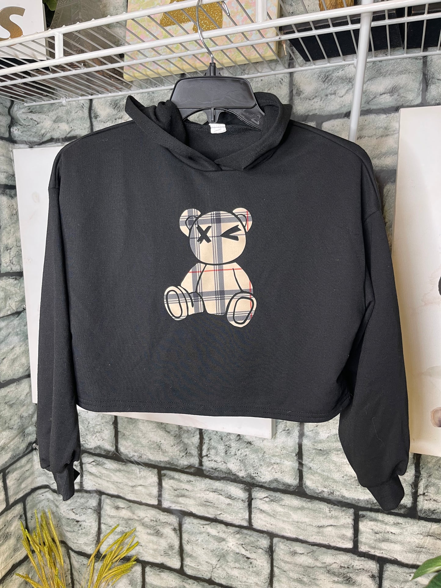 Shein Black Tan Hoodie Girls sz 10Y