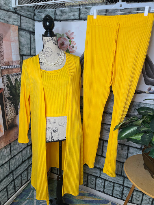 Yellow 3 Piece Pants Set Women sz Large