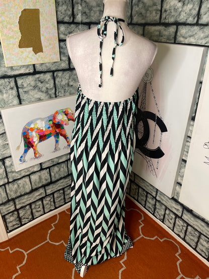 Magic Green Black White Dress Women sz XL