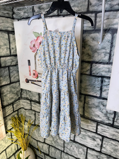 Moonpink Blue Floral Dress Girls sz 4