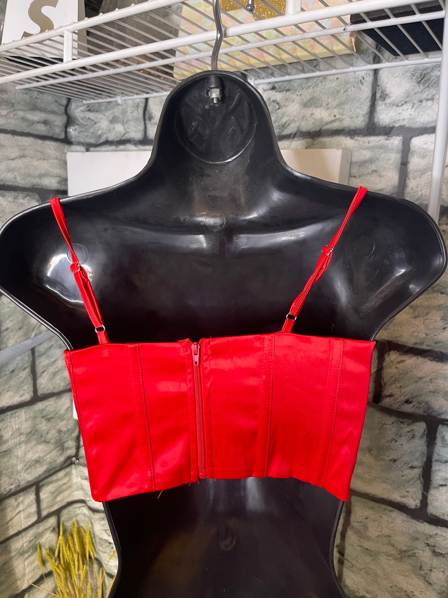 Red Crop Blouse Women sz XS