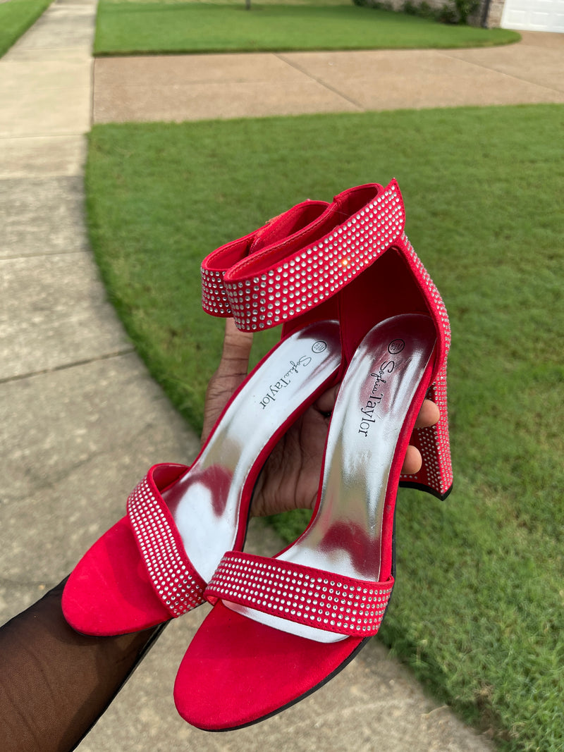 Sophia Taylor red bling heels women sz 8.5