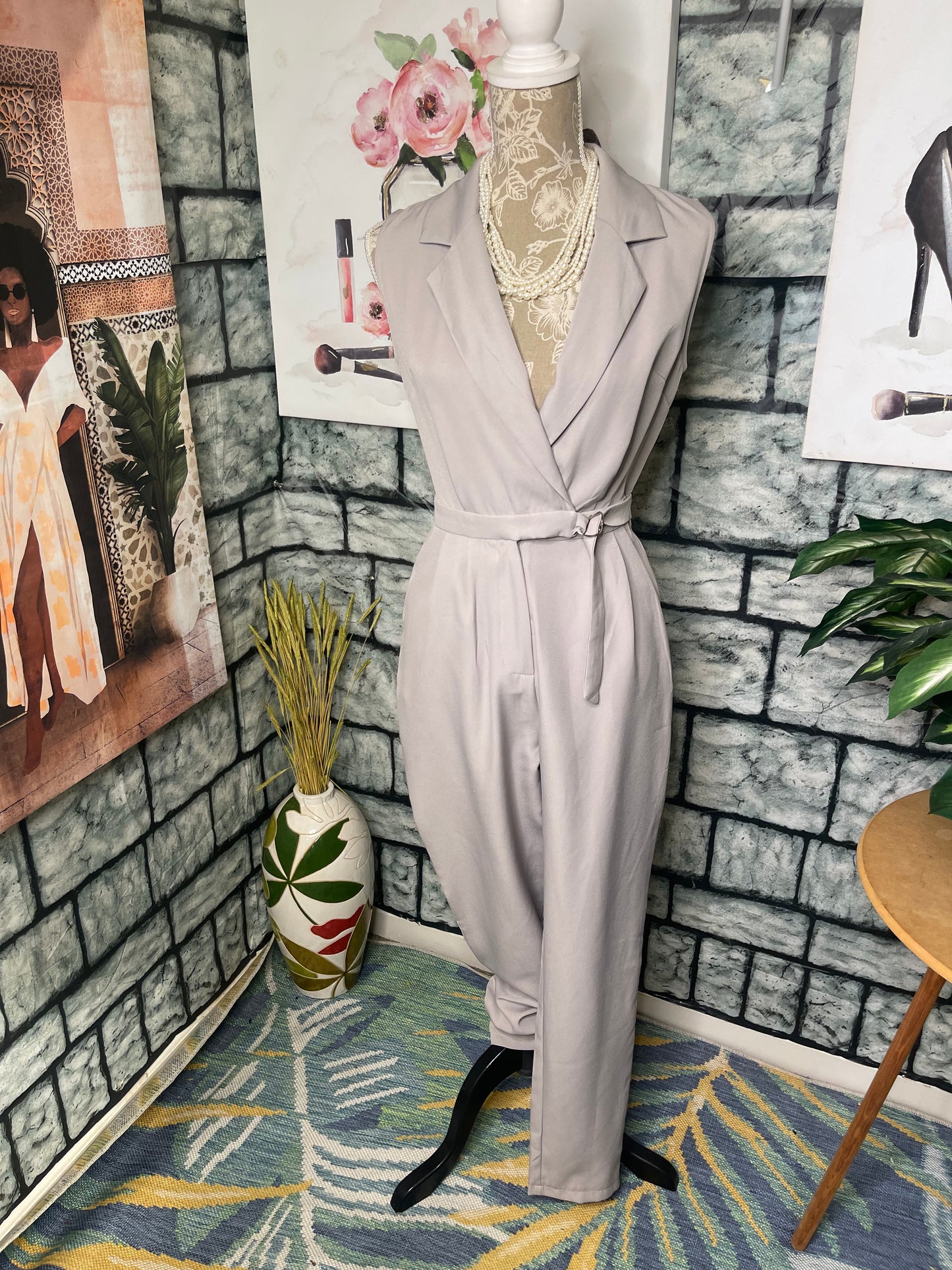 MissGuided Gray Jumpsuit Women sz 8
