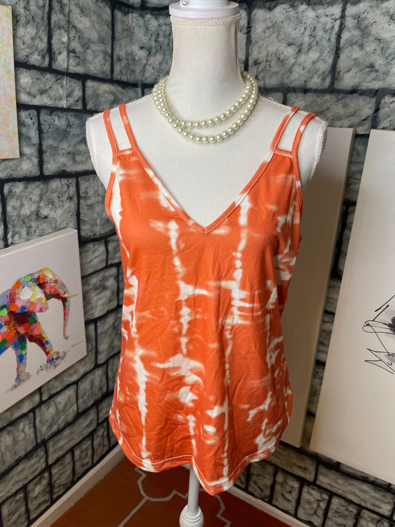 Shein Orange White Blouse Women sz Medium