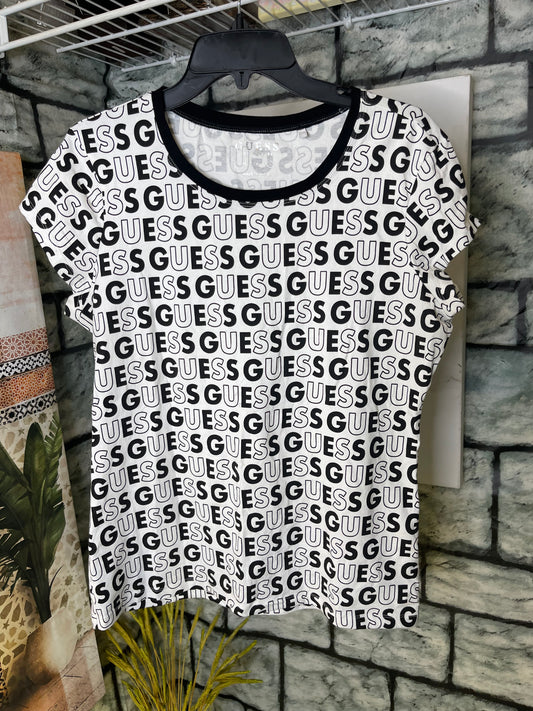 Guess Black White Shirt Girls sz XL