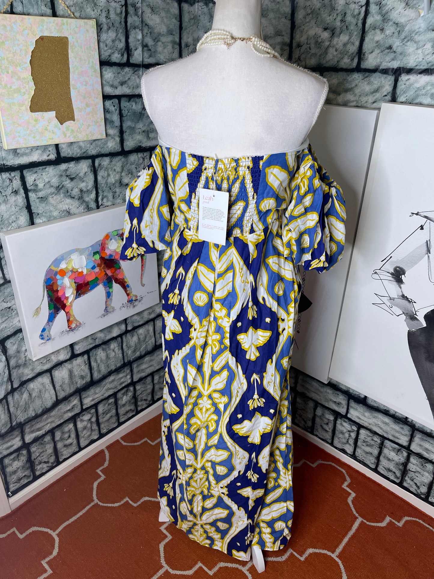 NEW Beyond Blue Yellow Dress Women sz Medium