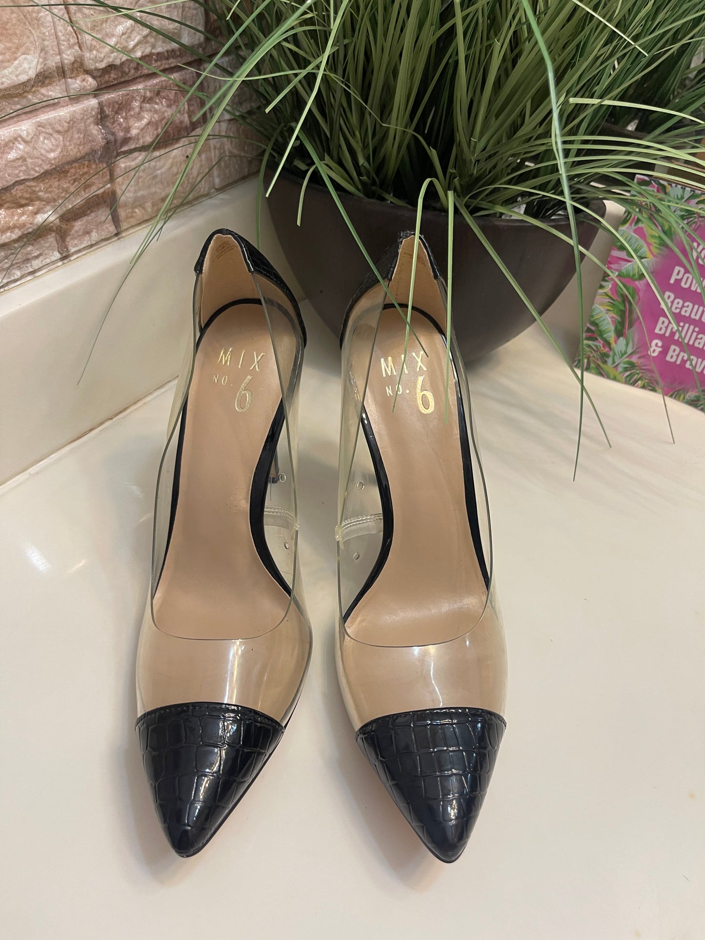 Mix No 6 Black clear Heels Women sz 8.5