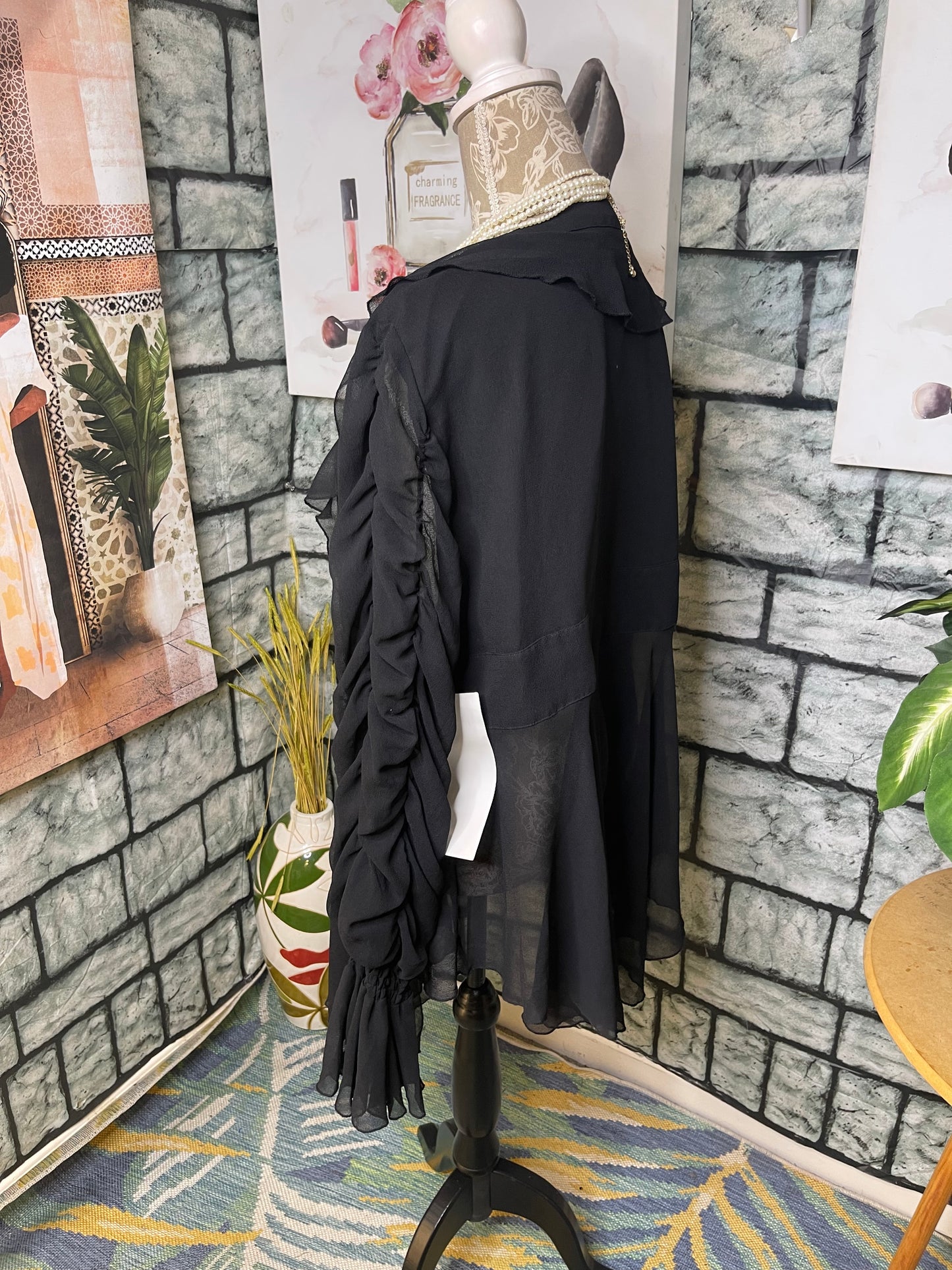 NEW Ashro Button Black Bliouse Women sz 20