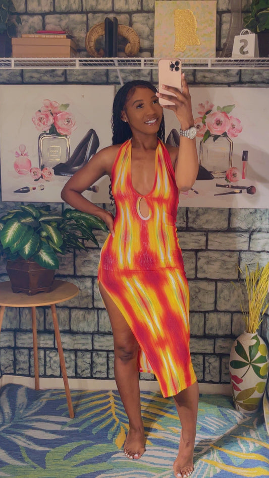 Shein Red Orange Dress Women sz Small