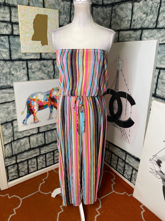 NEW Blue Blush Colorful Pink Tan Jumpsuit Women sz Medium