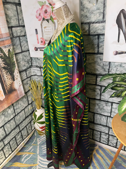 NEW Ashro Green Blue Print Cover Dress Women sz One Size (Would say best fits up to 2XL)