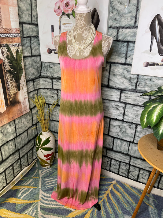 Just Love Orange Pink Dress Women sz Large