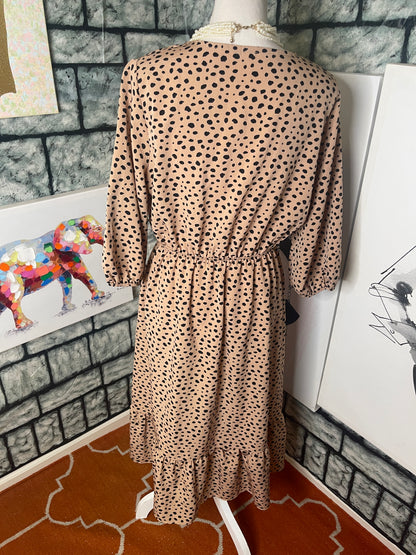 MTS Brown Animal Print Dress Women sz Large