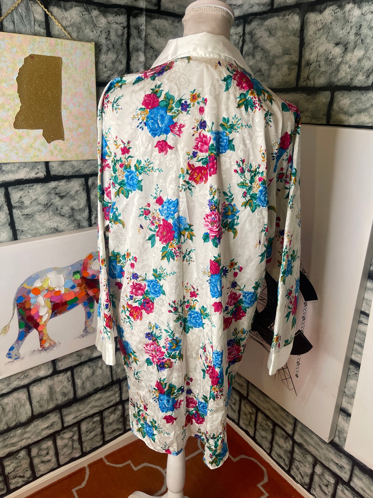 Morgan Taylor White Floral Button Gown Women sz Medium