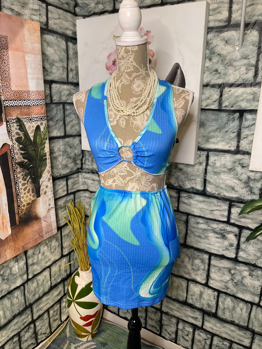 Shein Blue Green 2 piece Skirt Set Women sz Small