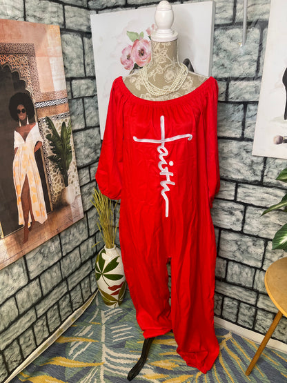 NEW "Faith" Red jumpsuit Women sz 2XL
