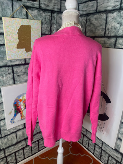 Nasty Grey Pink Lip Sweater Women sz XL