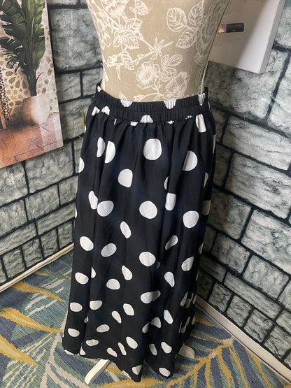 Mlle Gabrielle Black White Polka Dot Skirt Women sz Small