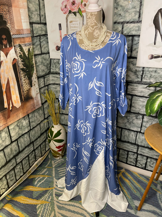 Blue White Dress Women sz Large