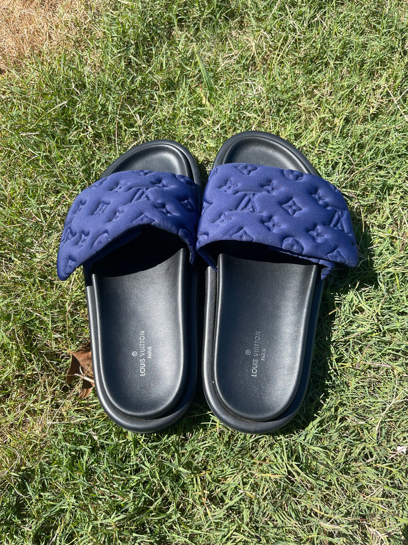 Blue “LV” sandals women sz 9