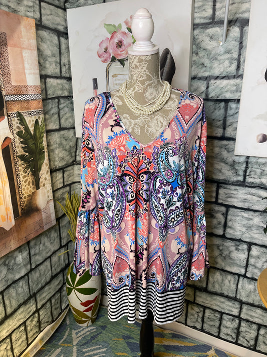 NEW Melissa Paige Colorful Blouse Women sz2XL