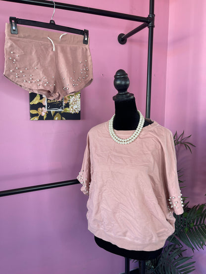 Mustard Seed Pink Pearl 2 piece Pants Set Women sz Small