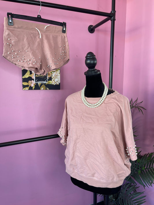 Mustard Seed Pink Pearl 2 piece Pants Set Women sz Small