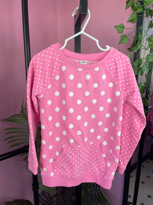 Carter's Pink White Polka Dot Dress Girls sz 4T