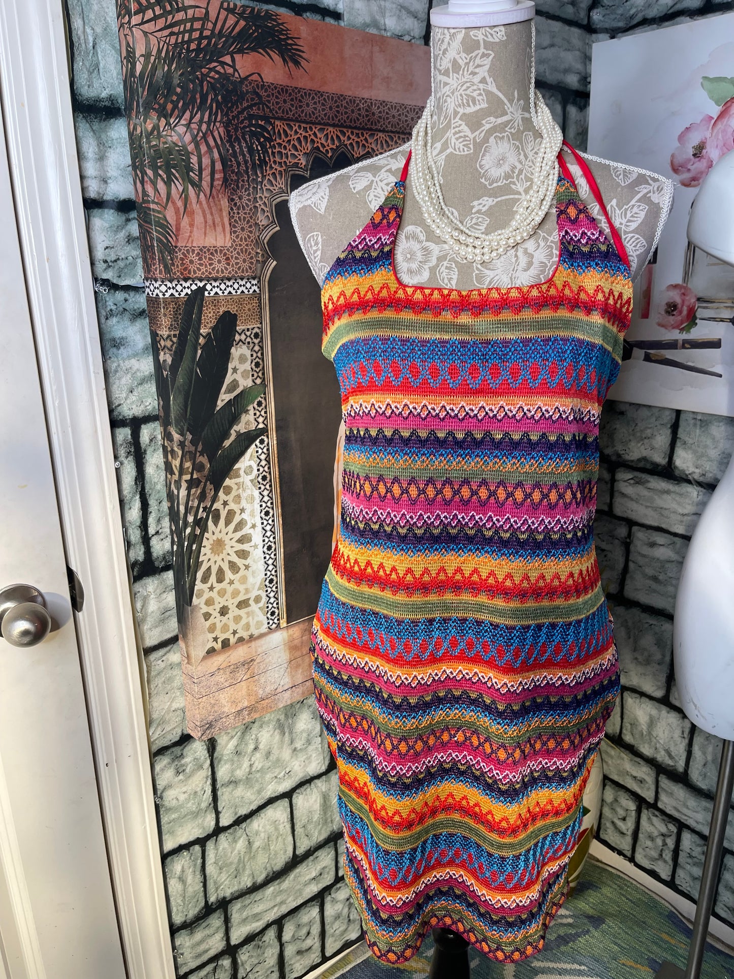 Shein Red Yellow Dress Women sz 0XL