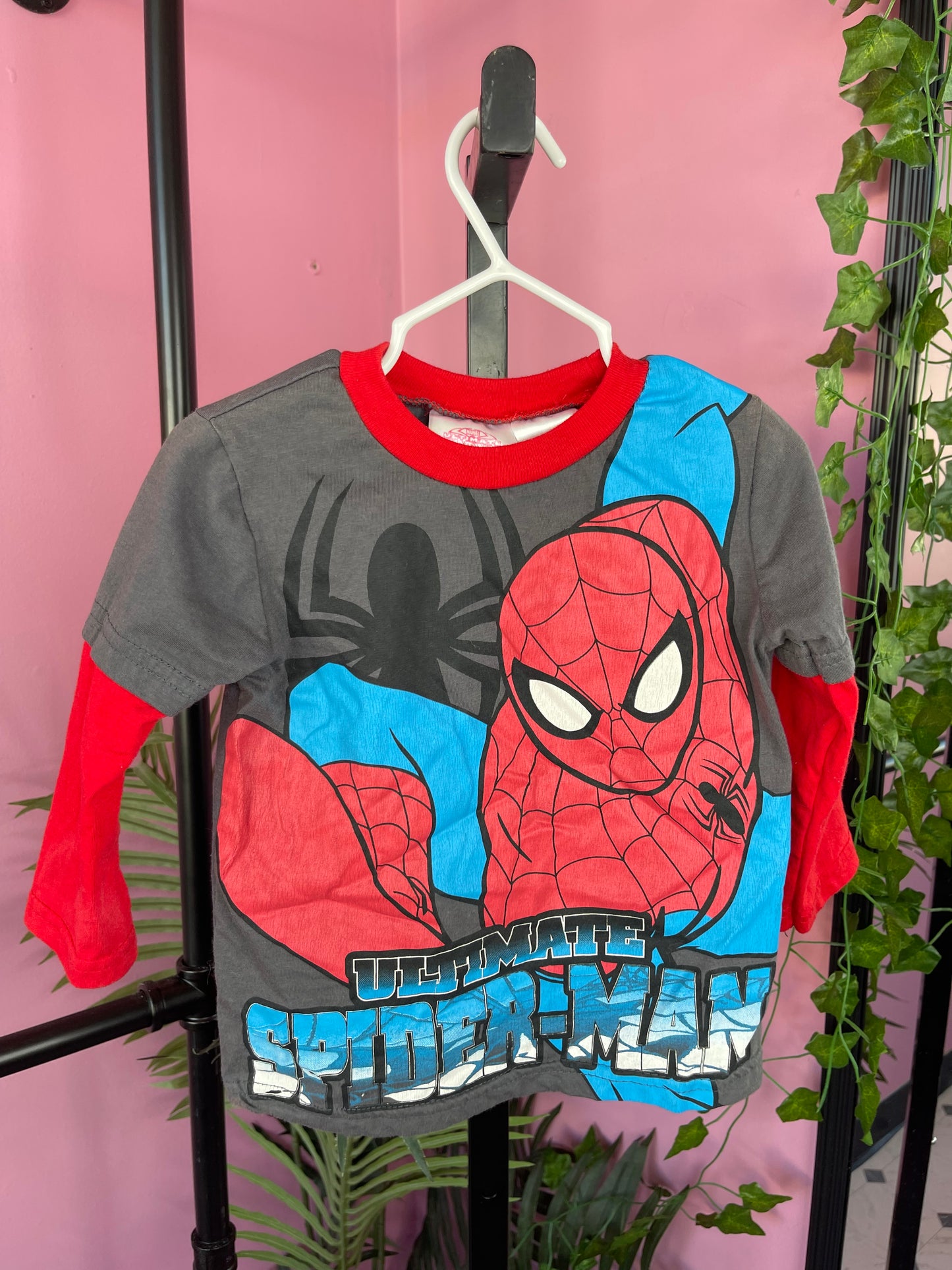 Spiderman Gray Red Shirt Boys sz 18M