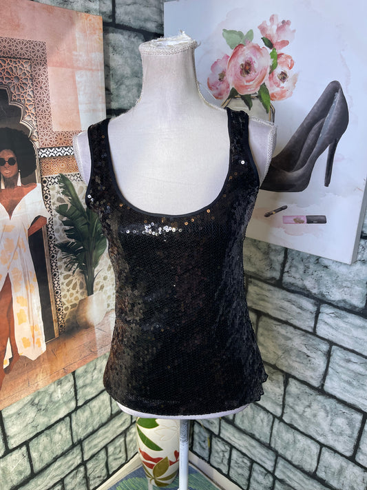 Modern Movement Black Sequin Blouse Women sz Medium