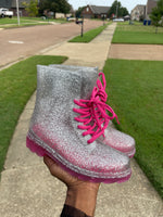 Wonder nation clear silver pink rain boots girls sz 13/1