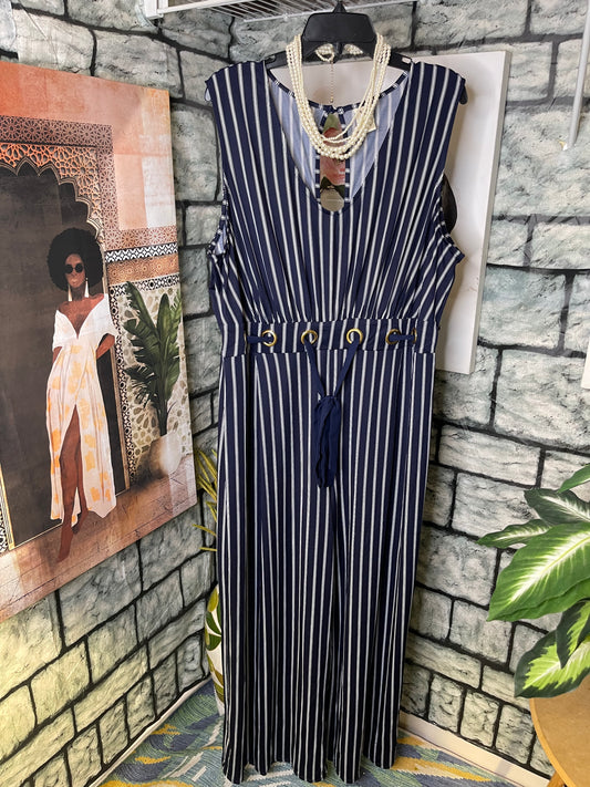 Wrapper Blue White Jumpsuit Women sz 3XL