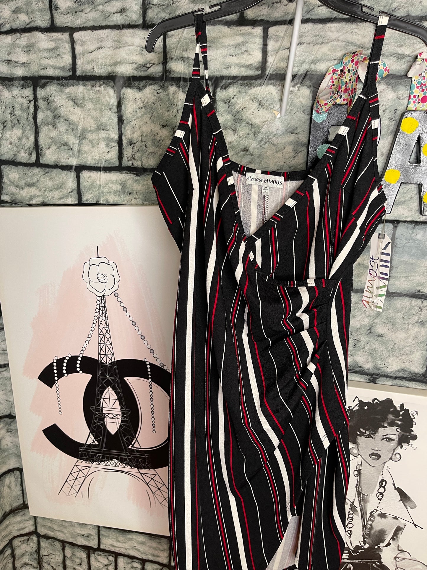 NEW Almost Famous Black Red Dress Women sz 2XL