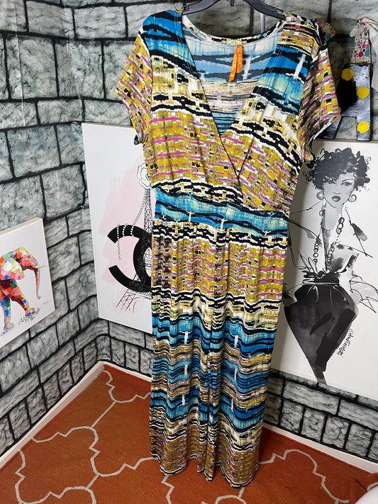 Magic Blue Green Print Jumpsuit Women sz 3XL