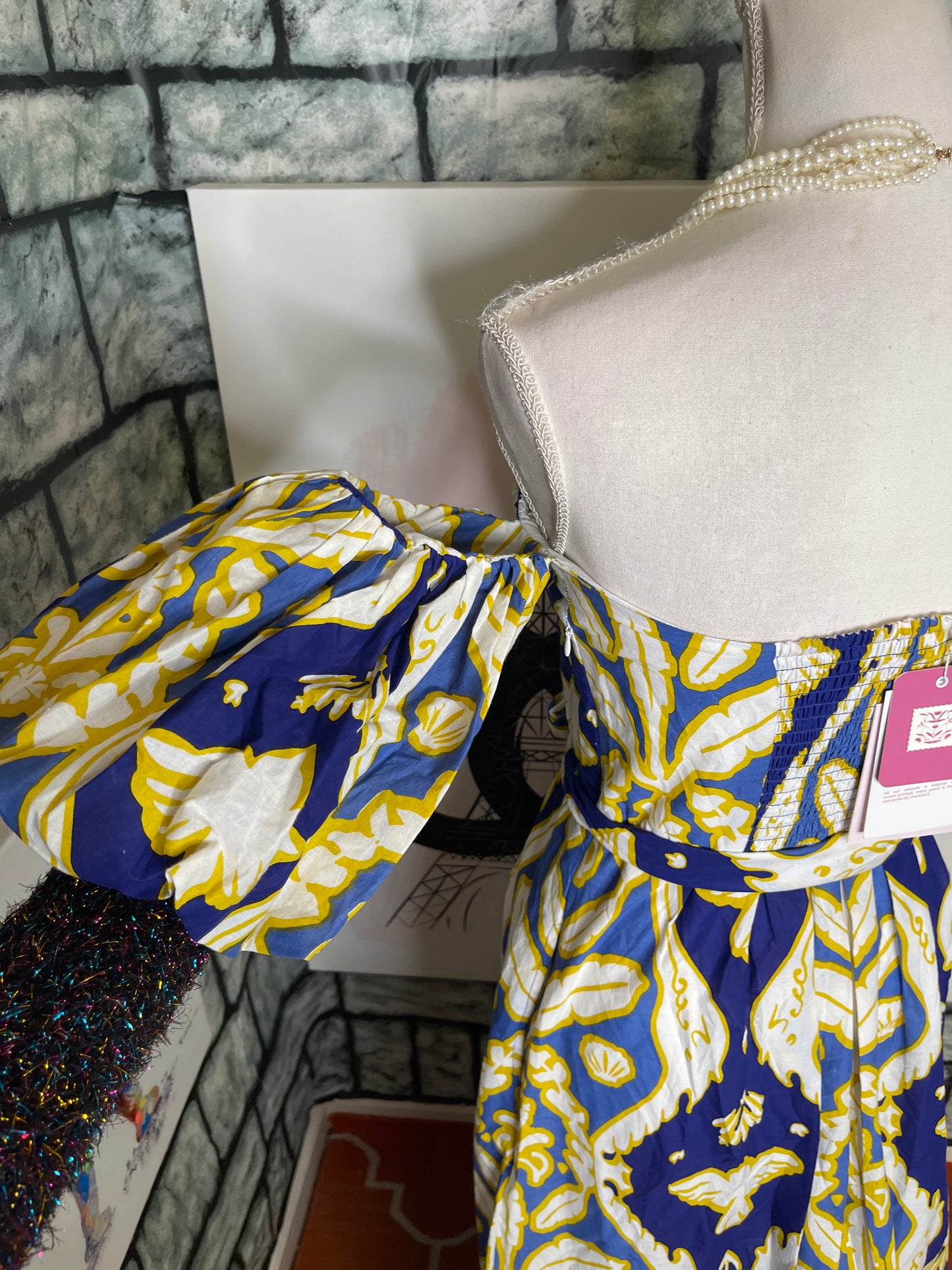NEW Beyond Blue Yellow Dress Women sz Small