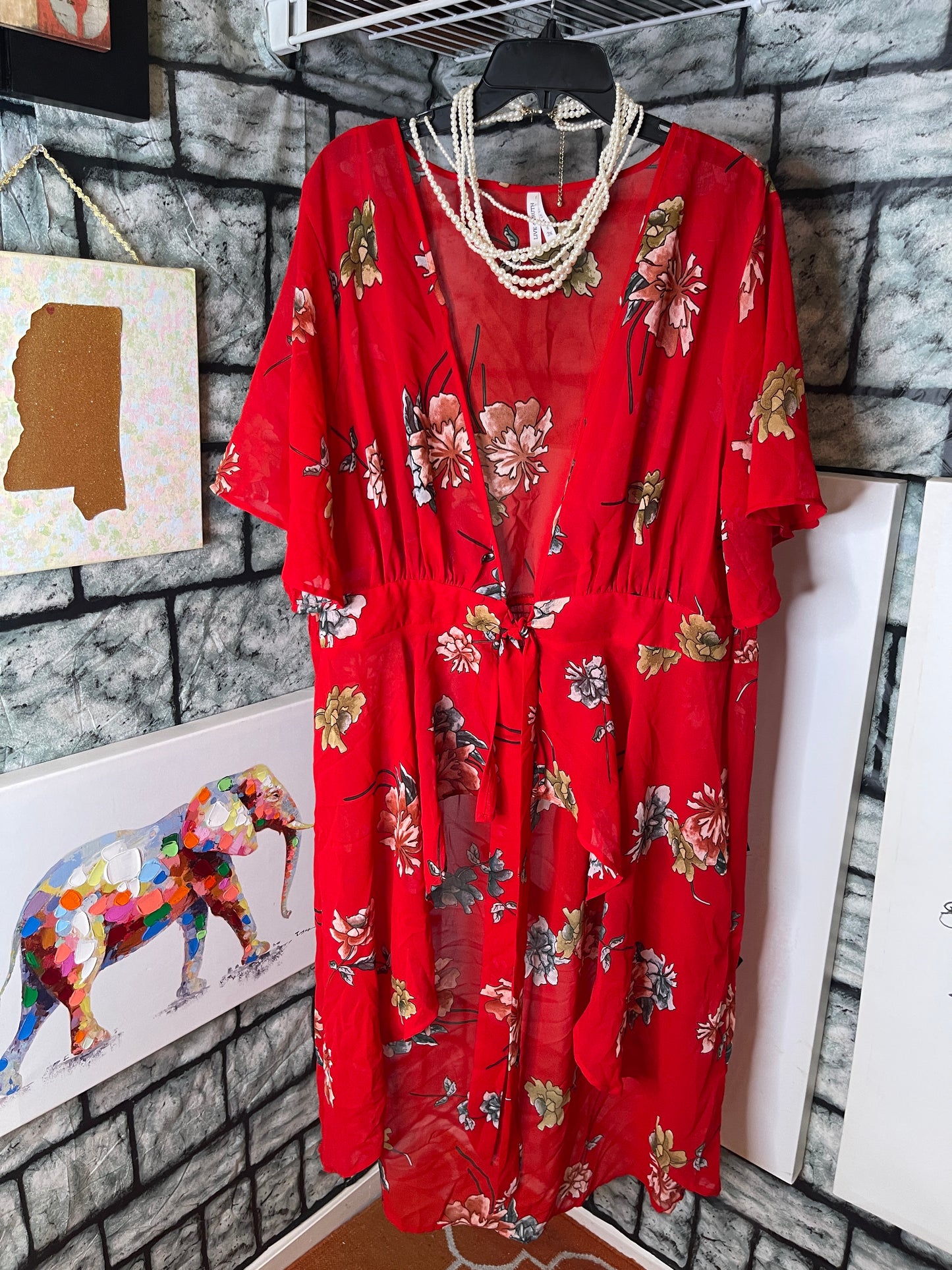 LIVE 4 Truth Red Floral Blouse Women sz 3XL