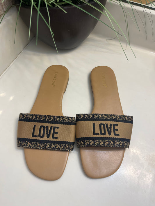 Bamboo "Love" Tan Black Sandals Women sz 8.5