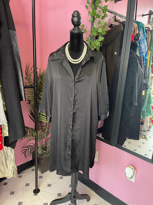 Ekouaer Black Shirt Dress Women sz XL