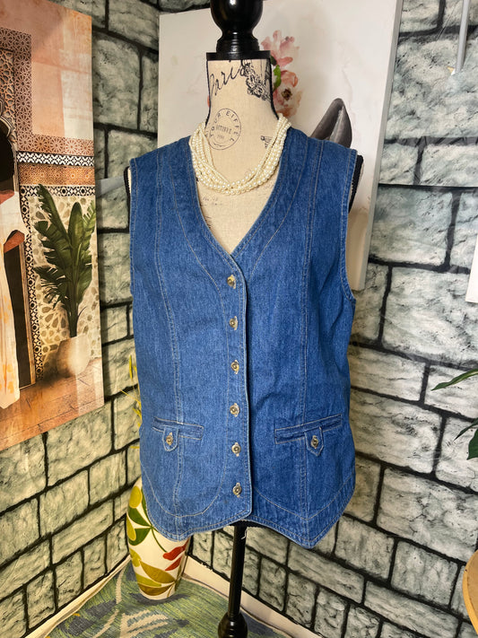 Cherokee Blue Denim Vest Women sz Medium