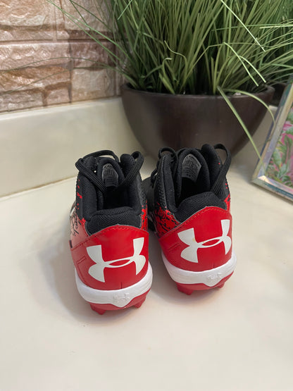 Under Armour Red Black Baseball Cleats Toddler Boys sz 10