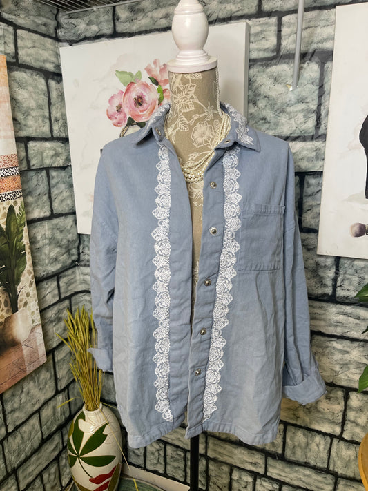 Masseys Blue Denim Top Women sz Small