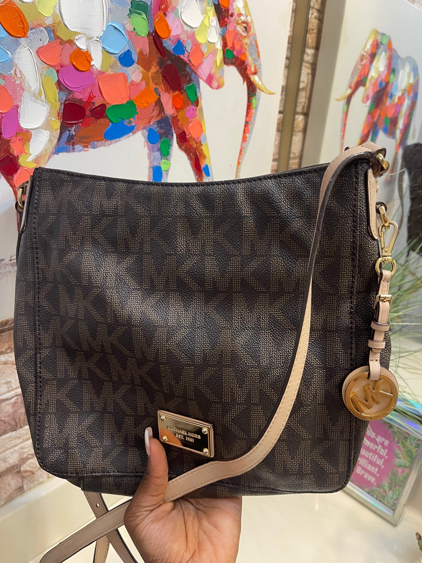 Michael Kors Dark Brown Crossbody (need little cleaning inside)
