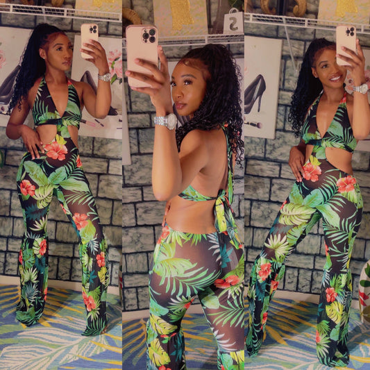 NEW green floral jumpsuit sz Small