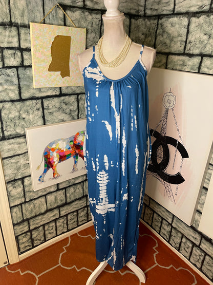 Blue White Jumpsuit Women sz Medium