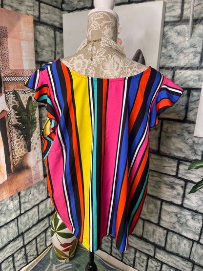 Shein Black Colorful Blouse Women sz 1XL