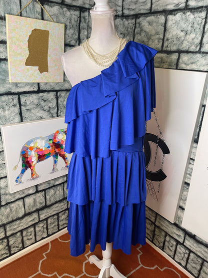 Blue Ruffle Dress Women sz 2XL