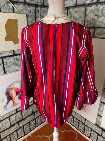 Ashley Stewart Red Purple Blouse Women sz 12